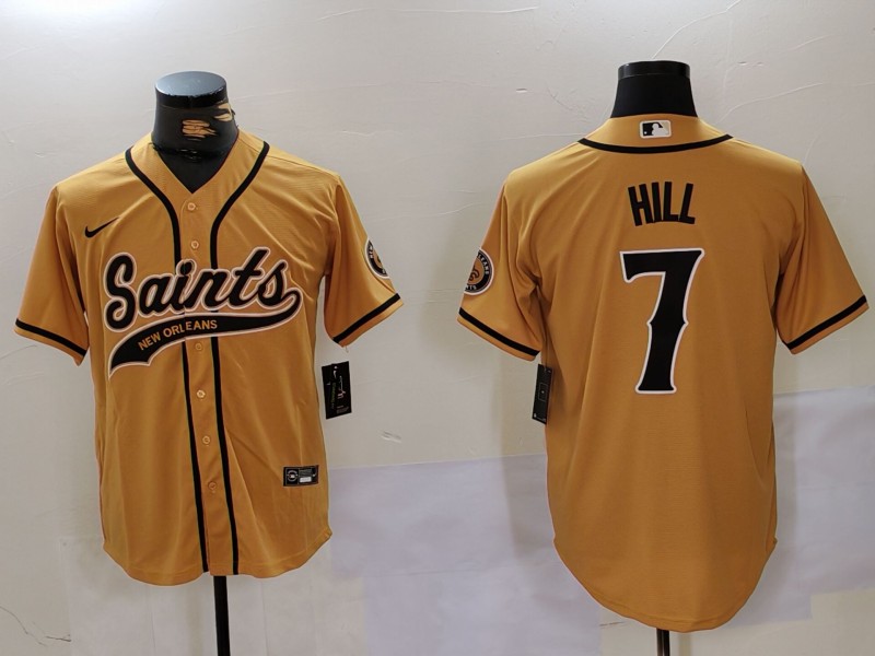 Men's New Orleans Saints Taysom Hill #7 Yellow Jersey